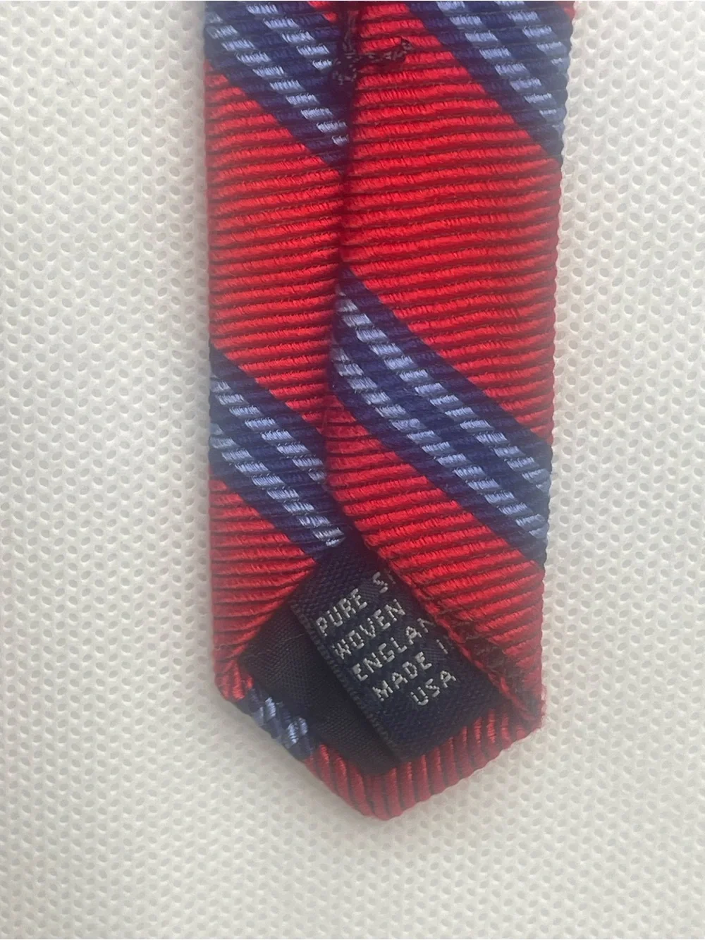 Brooks Brothers Makers Repp Silk Tie Red Preppy Blue Striped Textured Necktie